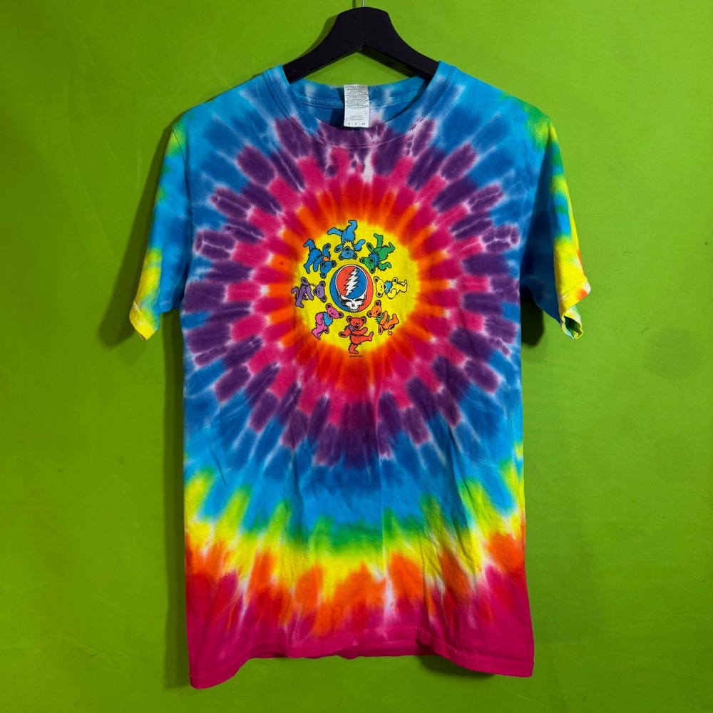 Grateful Band Tie Dye T-Shirt Dancing Bears Steal Your Face Small 2010 Rainbow